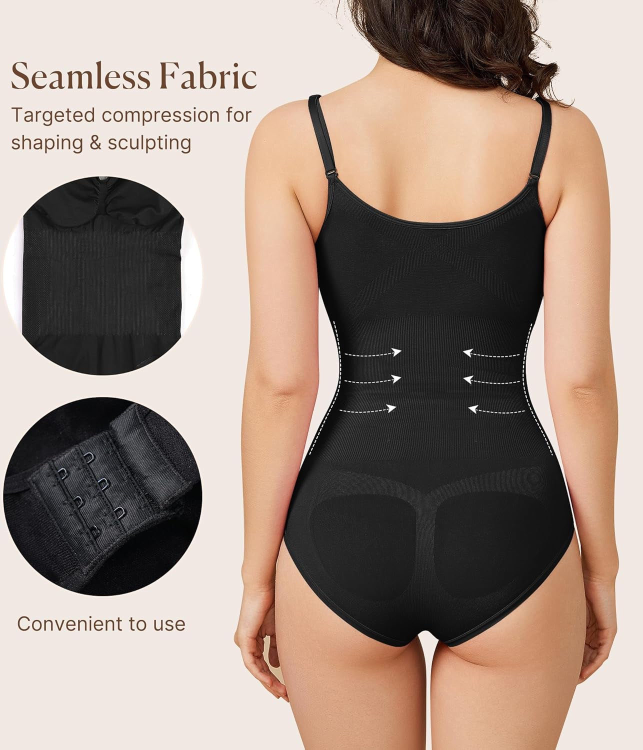 Womens' Seamless Sleeveless V-Neck Bodysuit Shapewear Tummy Control
