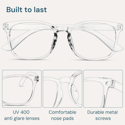 Blue Light Blocking Glasses - Fashion Square Eyeglasses, anti UV Ray Computer Gaming Glasses Blue Blockers for Women/Men